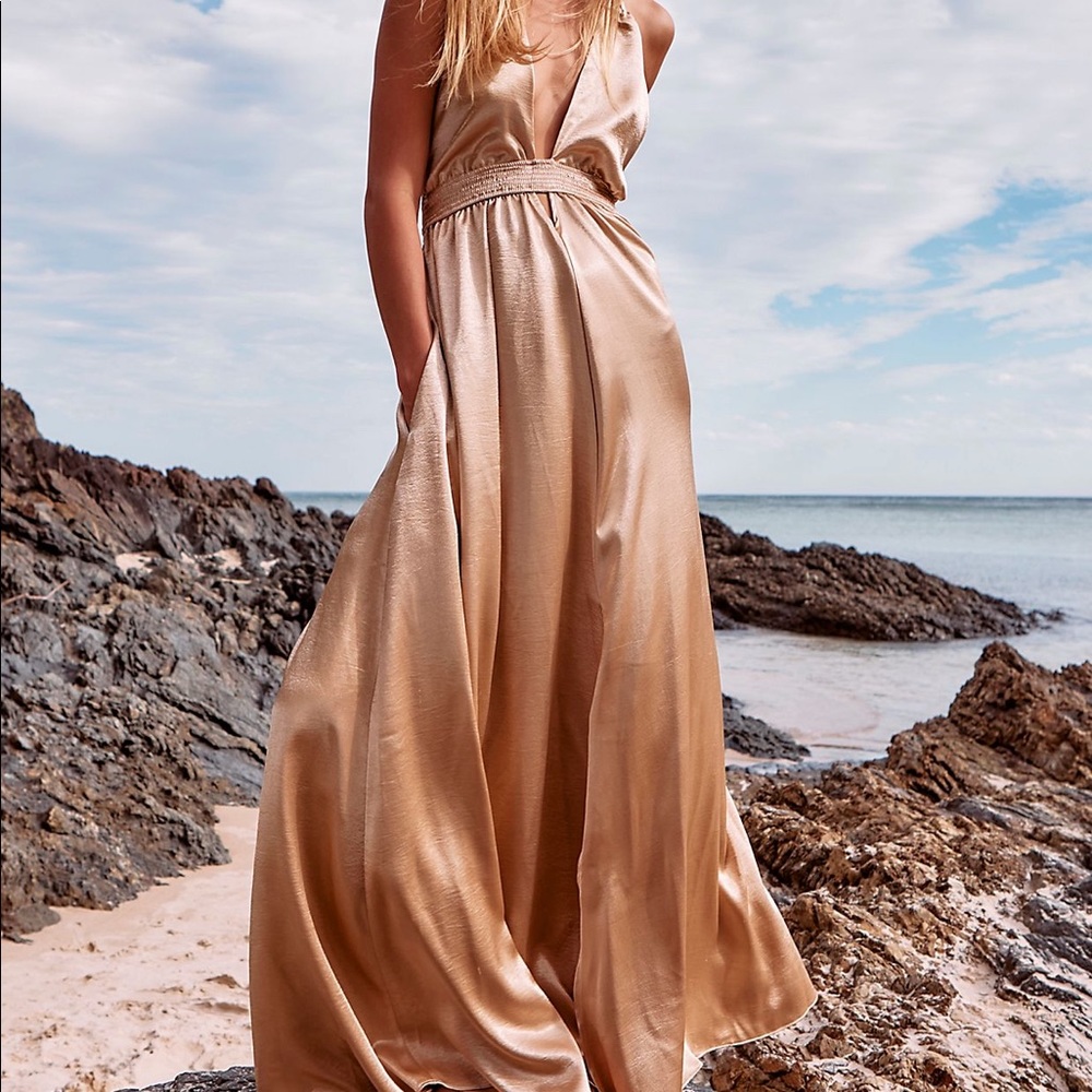 Free people champagne color gown